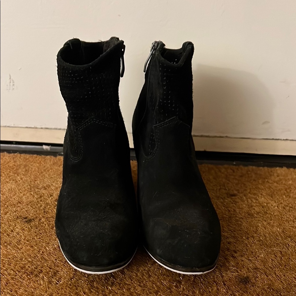 Black Ankle Boots with Silver Accents